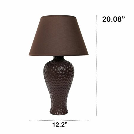 Creekwood Home Traditional Ceramic Textured Imprint Winding Table Desk Lamp, Matching Empire Fabric Shade, Brown CWT-2002-BW